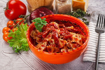 Italian pasta with dry tomato
