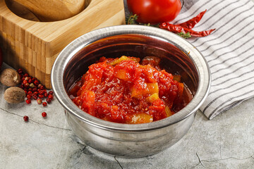 Homemade Lecho with tomato and paprika