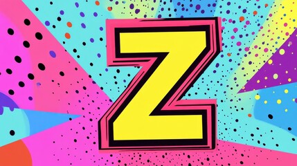 Bright and colorful artistic representation of the letter Z on a vibrant background featuring diverse patterns and colors