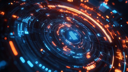 Blue digital binary data, concept technology, AI, cybersecurity