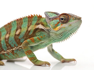 Fototapeta premium chameleon isolated white background