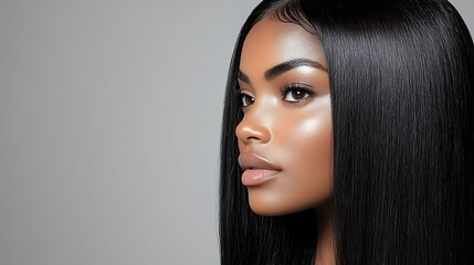 Naklejka premium Woman, beauty, hair, studio, portrait, glow, skin