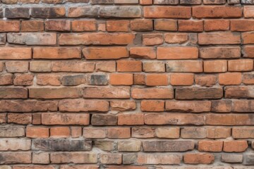 Obraz premium Old aged brick wall close-up texture. Damaged surface, construction material for backdrop, background
