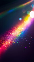 Prismatic light leaks create vibrant rainbow bokeh effects