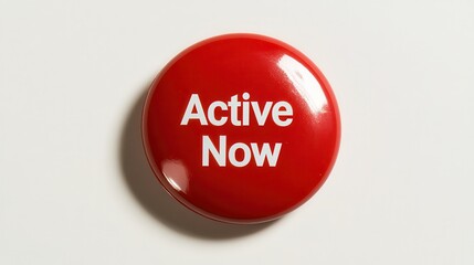 A large red button with the text "Active Now" in bold white letters, positioned centrally in the image. 
