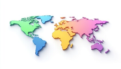 Fototapeta premium A World of Vibrant Colors: The world map is presented in a visually striking, multi-colored design, showcasing a dynamic representation of global diversity.
