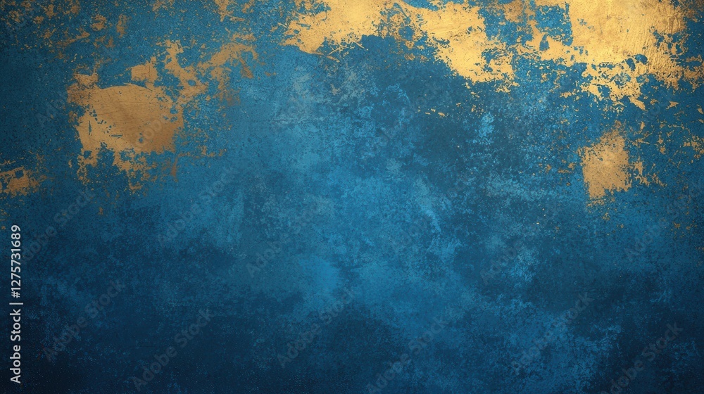 Poster abstract textured background with blue and golden hues and patterns