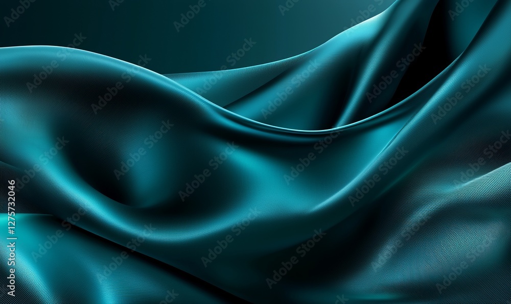 Poster the background features an abstract wave design with a teal, green, black, and dark gradient, incorp