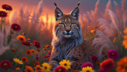 majestic lynx with piercing golden eyes