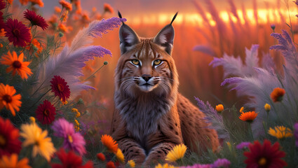 Obraz premium majestic lynx with piercing golden eyes