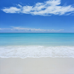 serene beach with clear blue water and white sand