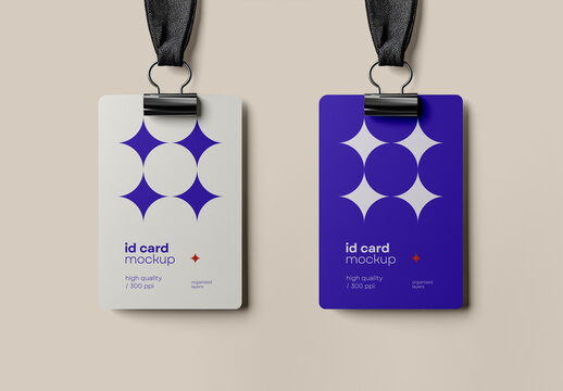 ID Card and Badge Mockup, Realistic and Customizable Design for Corporate, Employee, and Personal Identification Branding