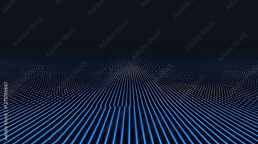 Poster futuristic hi-tech illustration of a digital background with moving glowing particles, representing 