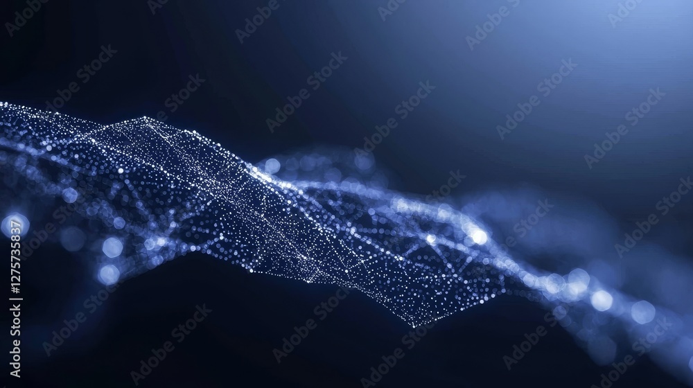 Poster a 3d rendering of a digital background with moving glowing particles serves as a futuristic hi-tech 