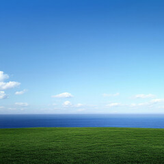 serene landscape with green grass and clear blue sky