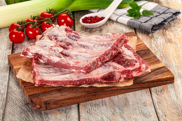 Raw pork ribs for cooking