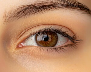 Obraz premium The close-up of an eye with makeup has been transformed into an arrow design using permanent tattooing and shading