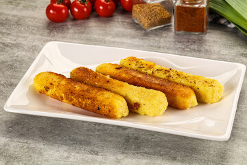 Crispy breaded mozarella cheese sticks