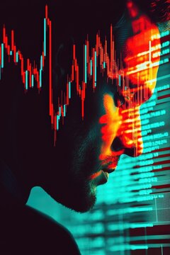 Profile of Young Man Analyzing Stock Market Data with Candid Focus