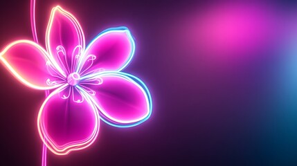 Fototapeta premium Neon Glow Flower Abstract Art Design