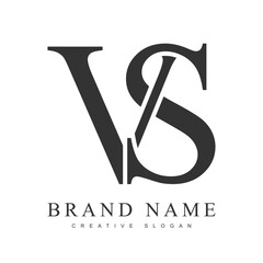 VS trendy logotype template. Initial letter v and s classic font style. Creative logo for company name or identity.
