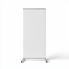 Exhibition illustration and mockups are showcased with a front view 3D render illustration of a tension fabric banner display unit