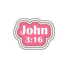 Christian sticker about love in groovy style. Bible passages about love (John 3:16)
