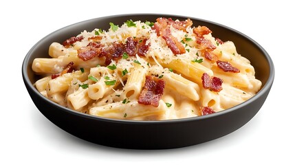 Creamy pasta with bacon and parmesan cheese