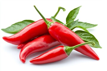 The image features a solitary red hot chili pepper against a white backdrop