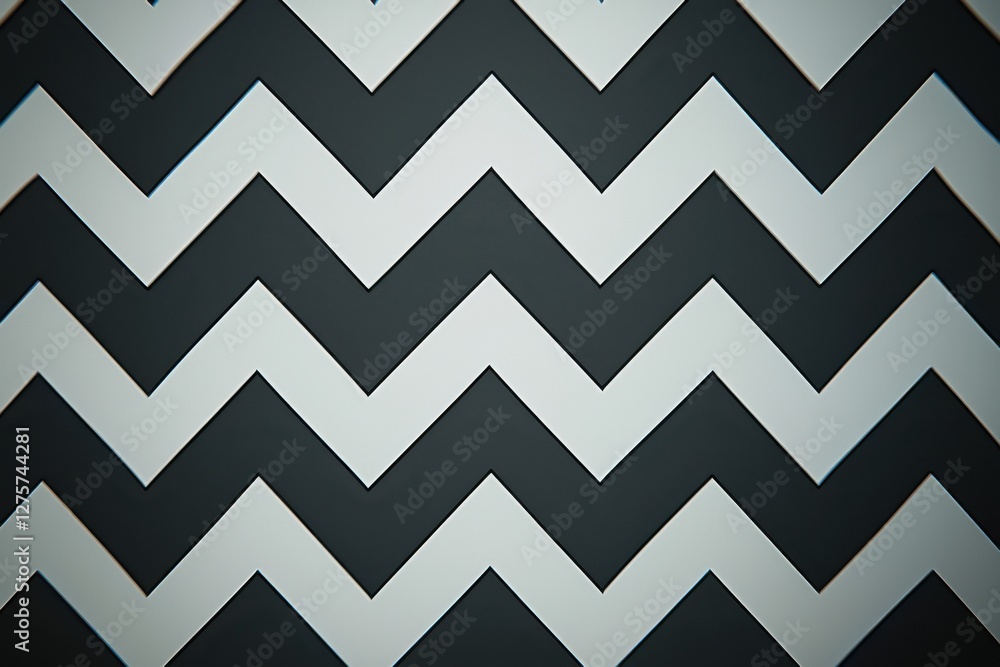 Poster a sophisticated zig-zag pattern in shades of gray and silver, creating a stylish and modern backgrou