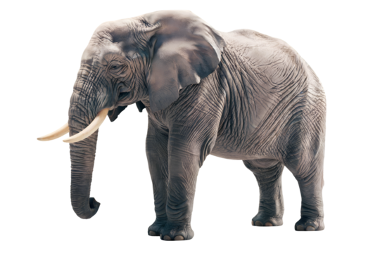 African Elephant Standing isolated on transparent background