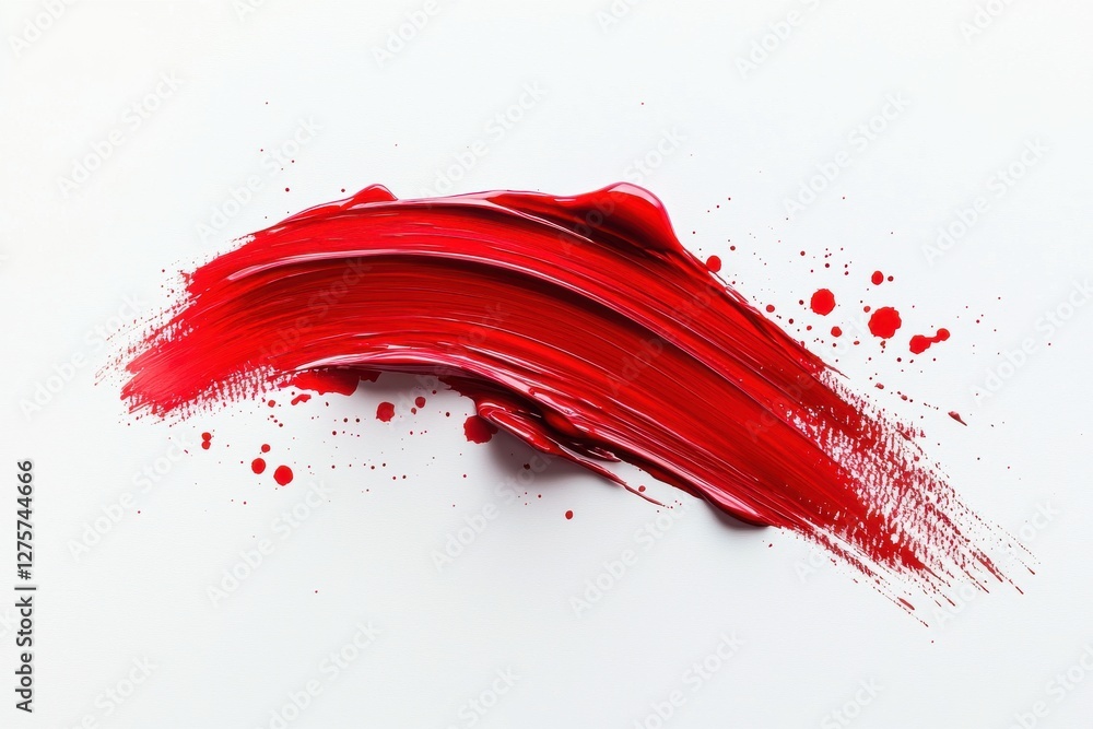 Poster a striking smear of vibrant red paint, creating a dynamic and abstract design with bold strokes and 