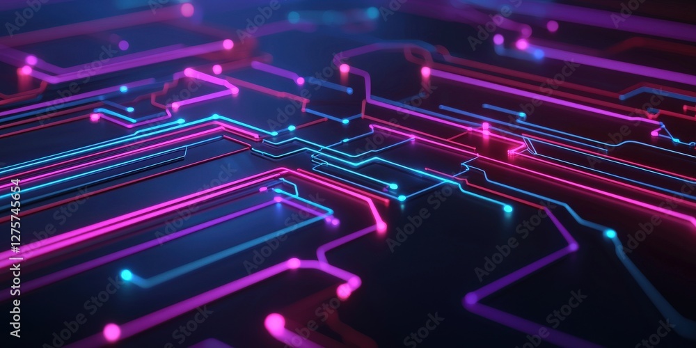 Aufkleber customer experience interaction optimization concept. abstract circuit board with vibrant neon color