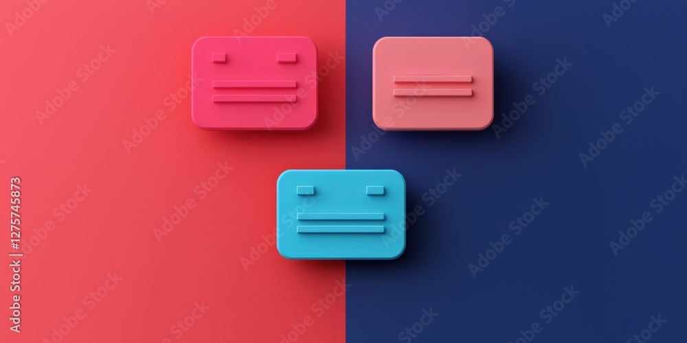 Poster customer experience interaction optimization concept. colorful abstract shapes on contrasting backgr