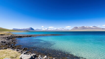 Serene Icelandic Lake Scenery with Majestic Mountains