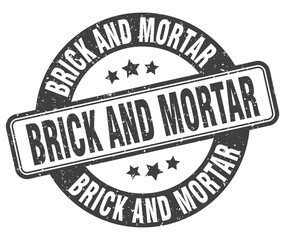 brick and mortar stamp. brick and mortar label. round grunge sign