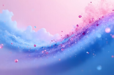 Abstract image with blue and pink particles flowing over soft pastel background. motion, digital, texture, gradient, vibrant, dynamic