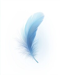 Obraz premium Floating Serenity: A close-up of a delicate blue feather gracefully floating, its intricate details and soft texture creating a sense of calm and lightness.