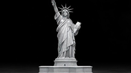 Fototapeta premium Statue Liberty, NYC, 3D render, dark background, tourism