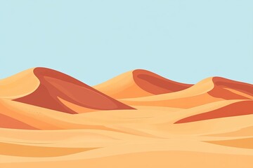 Desert dunes landscape, clear sky background, travel brochure