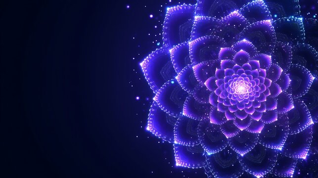 Fototapeta Glowing Purple Fractal Flower Digital Art