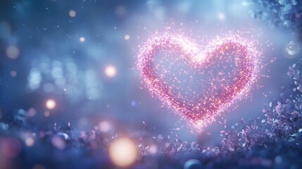 Fototapeta premium Glowing Heart Sparkle Digital Art Romantic Wallpaper