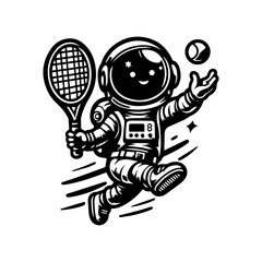 Astronaut logo design playing tennis