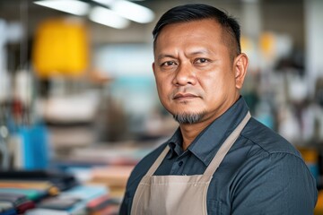 Fototapeta premium Confident Asian Male Craftsman in His Workshop