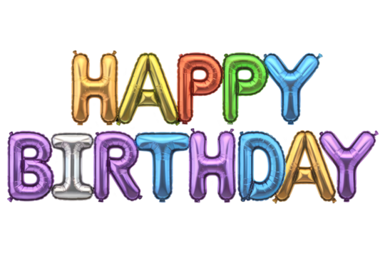 Colorful balloon Happy Birthday display isolated on transparent background