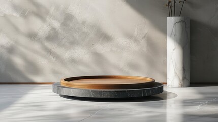 Modern Wooden and Marble Display Platform