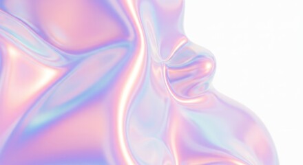 A holographic iridescent texture shifting between pastel pink
