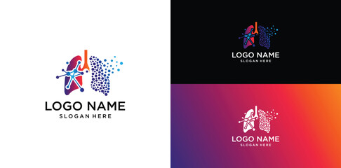 Lungs with Colorful logo vector, Health lungs logo designs template