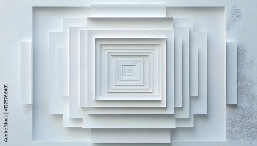 Poster abstract white geometric square receding pattern