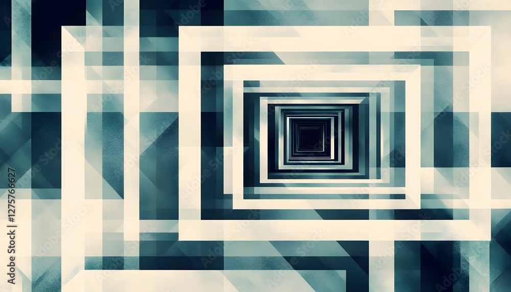 Poster abstract geometric pattern showing receding squares